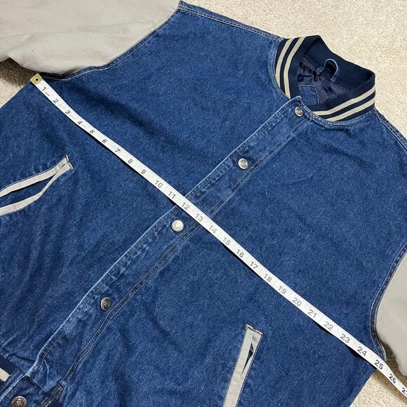 Vintage Jon Lauren Apparel Denim Canvas Sleeved Bomber Jacket Large - Picture 6 of 6